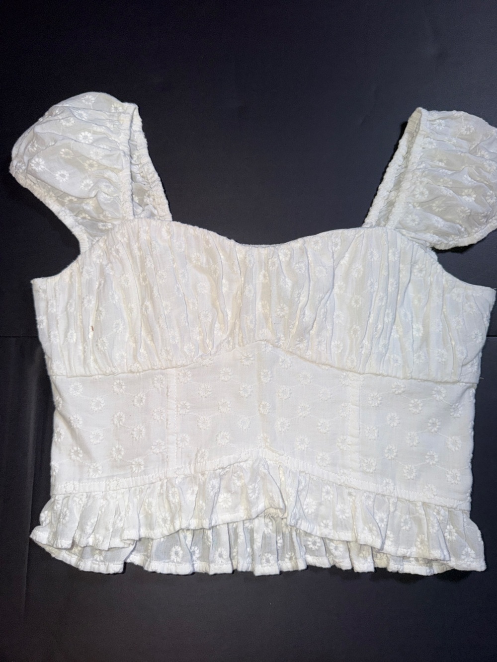 Hollister White Eyelet Ruffle Strap Camisole